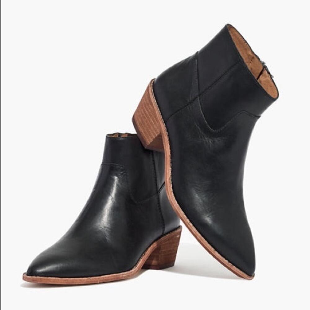 Madewell Charley Leather Ankle Boots Size 8 Black Classic